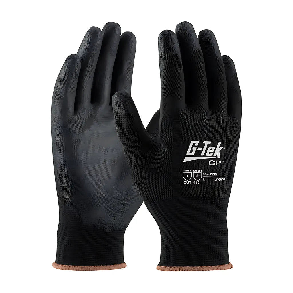 G-Tek 33-B125/M Seamless Knit Nylon Blend Glove With Polyurethane Coated Flat Grip On Palm & Fingers 33-B125M-17235