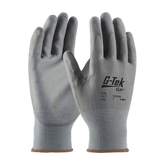 G-Tek 33-G125/L Seamless Knit Nylon Blend Glove With Polyurethane Coated Flat Grip On Palm & Fingers 33-G125L-17272