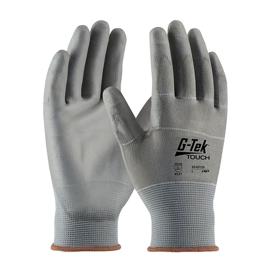 G-Tek 33-Gt125/M Seamless Knit Nylon/Polyester Glove With Polyurethane Coated Flat Grip On Palm & Fingers - Touchscreen Compatible 33-GT125M-17294