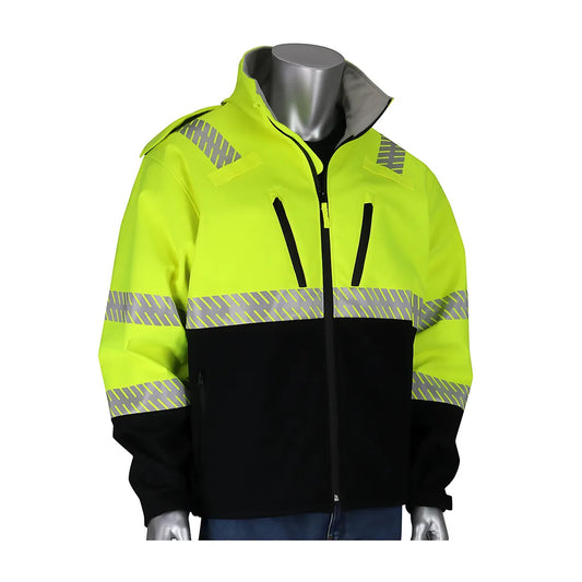 Pip 333-1550-Ly/L Ansi Type R Class 3 Ripstop Softshell Black Bottom Jacket 333-1550-LYL-16755