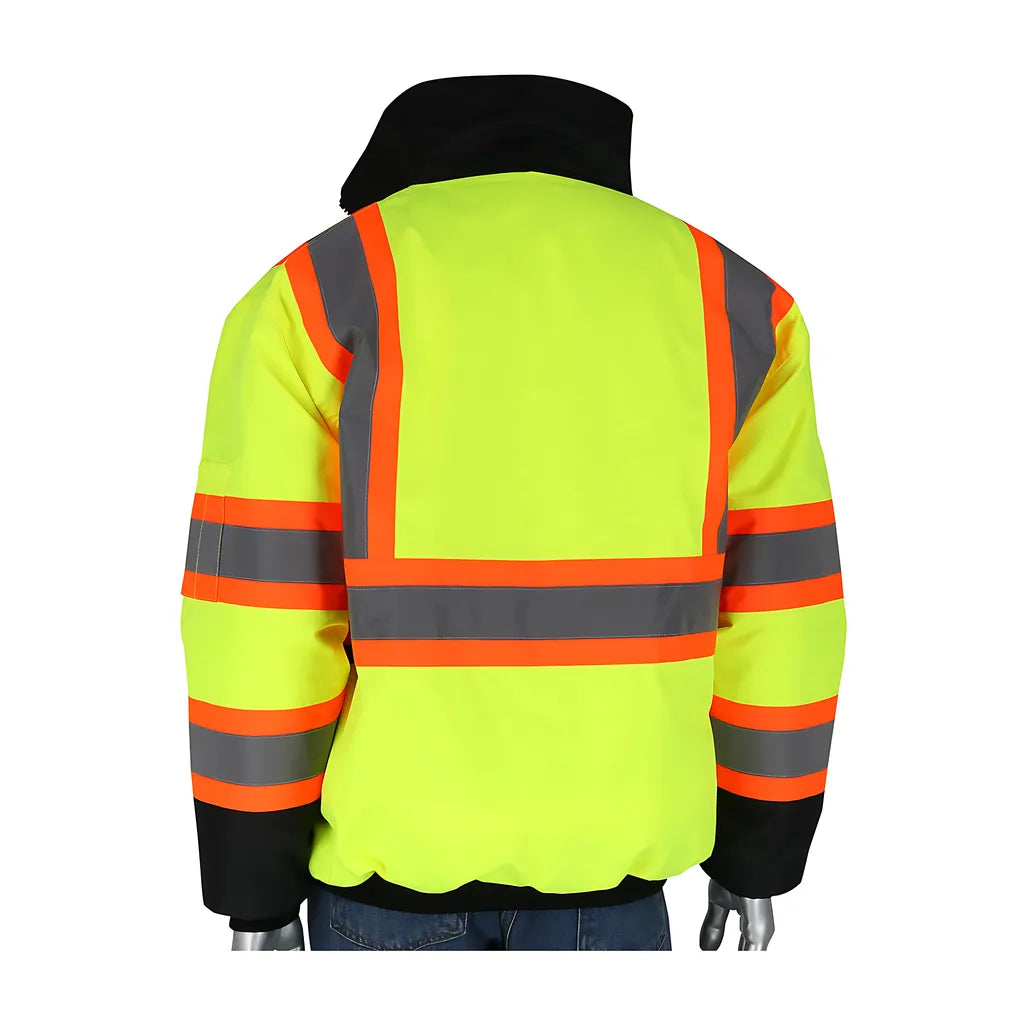 Pip 333-1745-Ly/L Ansi Type R Class 3 Value Two-Tone, Black Bottom Bomber Jacket 333-1745-LYL-16812