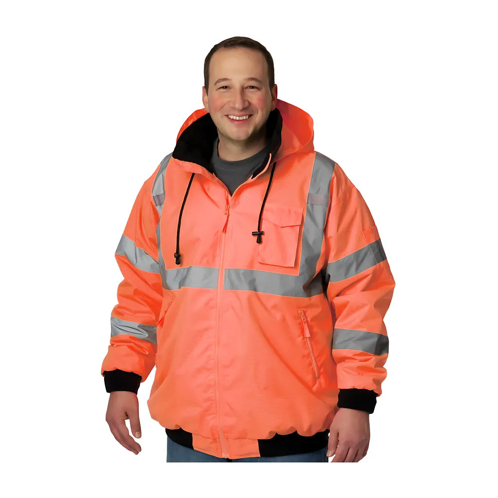 Pip 333-1762-Or/4X Ansi Type R Class 3 Value Bomber Jacket With Zip-Out Fleece Liner 333-1762-OR4X-16889