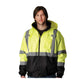 Pip 333-1766-Ly/M Ansi Type R Class 3 Value Black Bottom Bomber Jacket With Zip-Out Fleece Liner 333-1766-LYM-16994