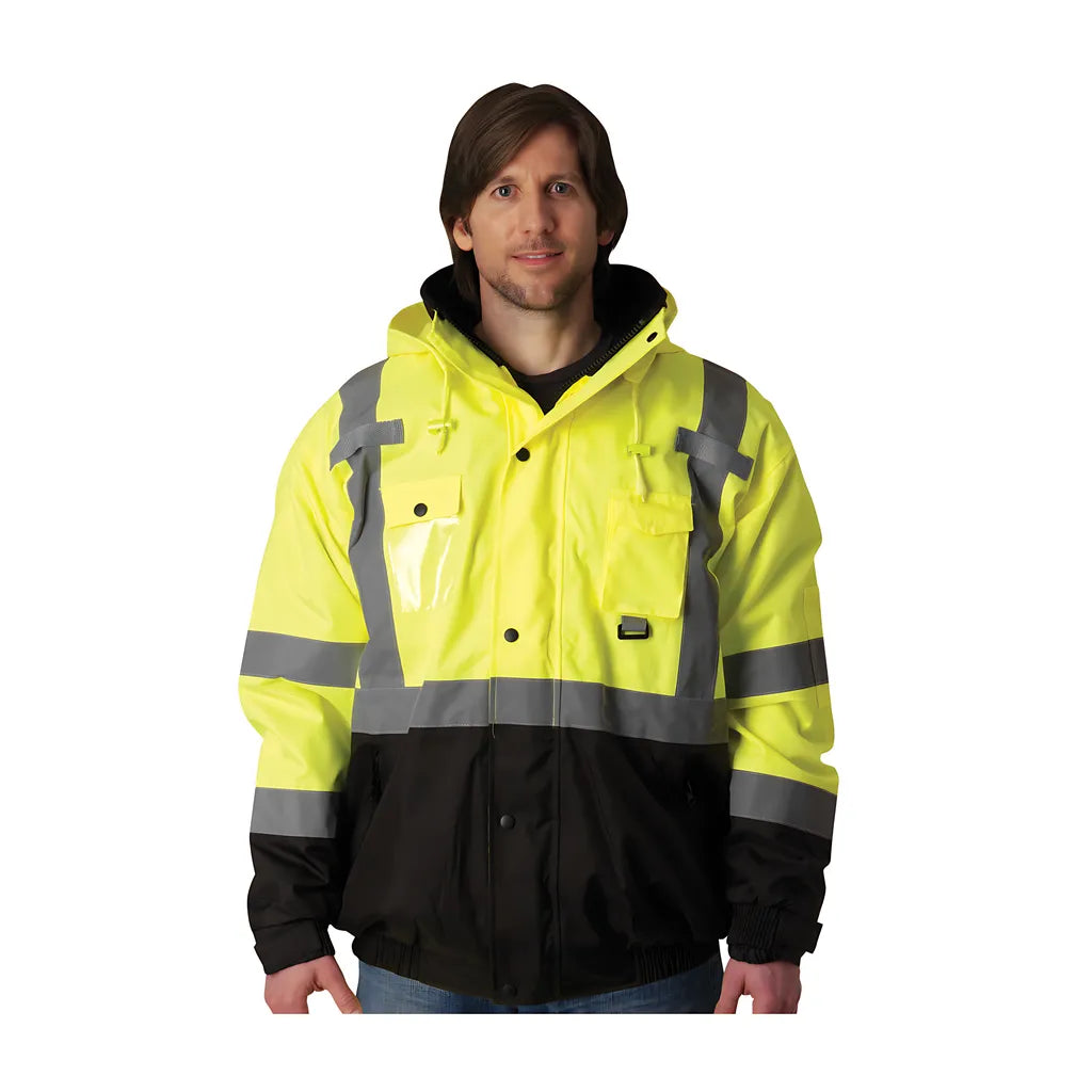 Pip 333-1770-Ly/Xl Ansi Type R Class 3 Rip Stop Premium Plus Bomber Jacket With Zip-Out Fleece Liner And "D" Ring Access 333-1770-LYXL-17070