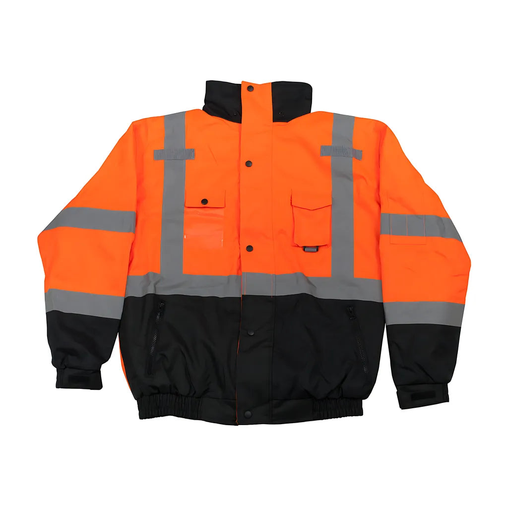 Pip 333-1770-Or/3X Ansi Type R Class 3 Rip Stop Premium Plus Bomber Jacket With Zip-Out Fleece Liner And "D" Ring Access 333-1770-OR3X-17049