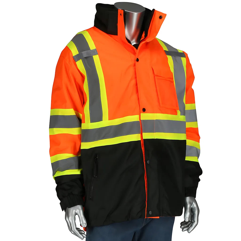 Pip 333-1772-Or/L 3-In-1 Class 3 Ripstop Two-Tone Jacket With Removable Grid Fleece Inner Jacket 333-1772-ORL-17085