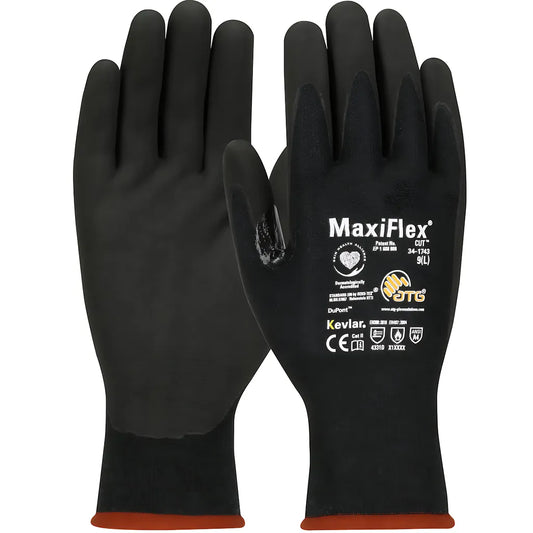 Atg 34-1743/M Maxiflex Cut Seamless Knit Dupont Kevlar Glove With Black Microfoam Nitrile Coating - Palm & Fingertips - Touchscreen Compatible 34-1743M-17343