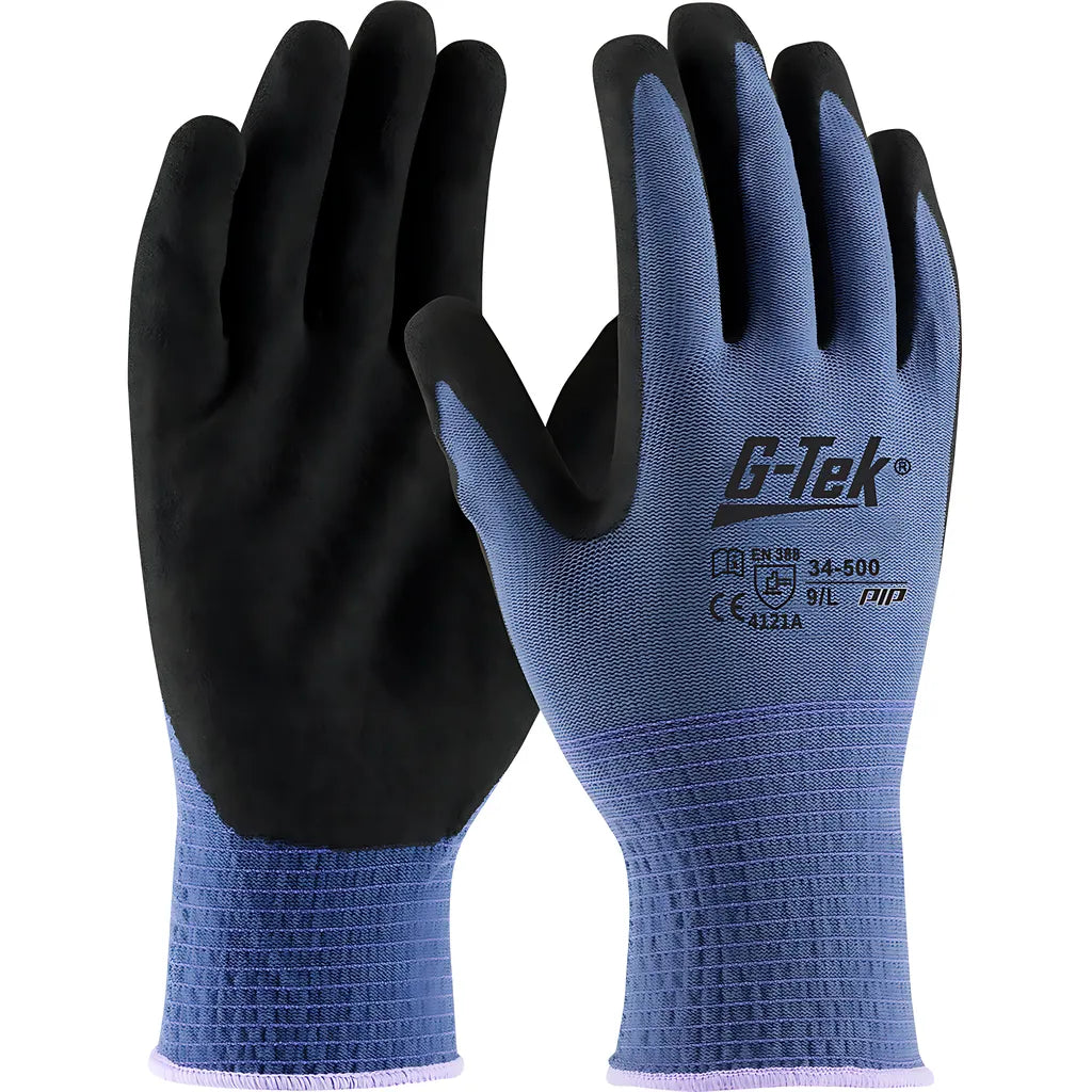 G-Tek 34-500/L Seamless Knit Nylon Glove With Nitrile Coated Microsurface Grip On Palm & Fingers 34-500L-17671