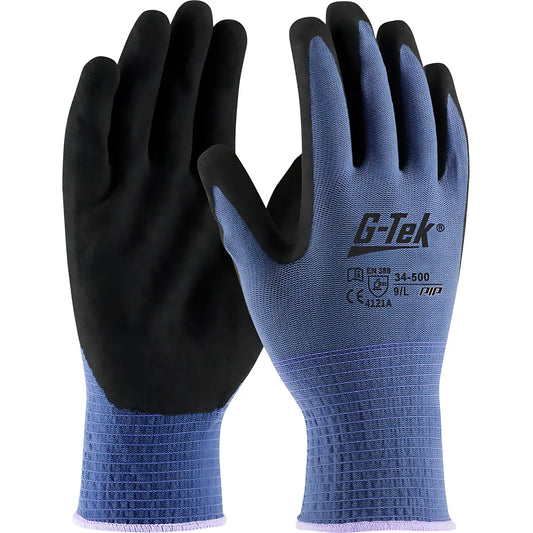 G-Tek 34-500/M Seamless Knit Nylon Glove With Nitrile Coated Microsurface Grip On Palm & Fingers 34-500M-17666