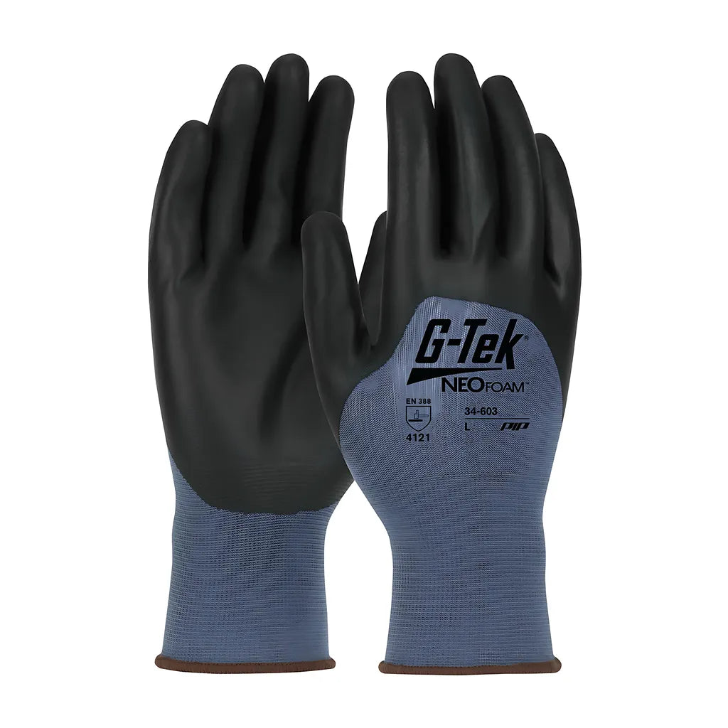 G-Tek 34-603/L Seamless Knit Nylon Glove With Neofoam Coated Palm, Fingers & Knuckles - Light Duty 34-603L-17693