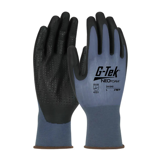 G-Tek 34-640/L Seamless Knit Nylon Glove With Neofoam Coated Palm & Fingers - Micro Dotted Grip 34-640L-17703