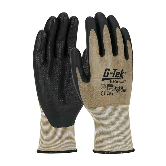 G-Tek 34-645/L Seamless Knit Nylon Glove With Neofoam Coated Palm & Fingers - Micro Dotted Grip 34-645L-17713