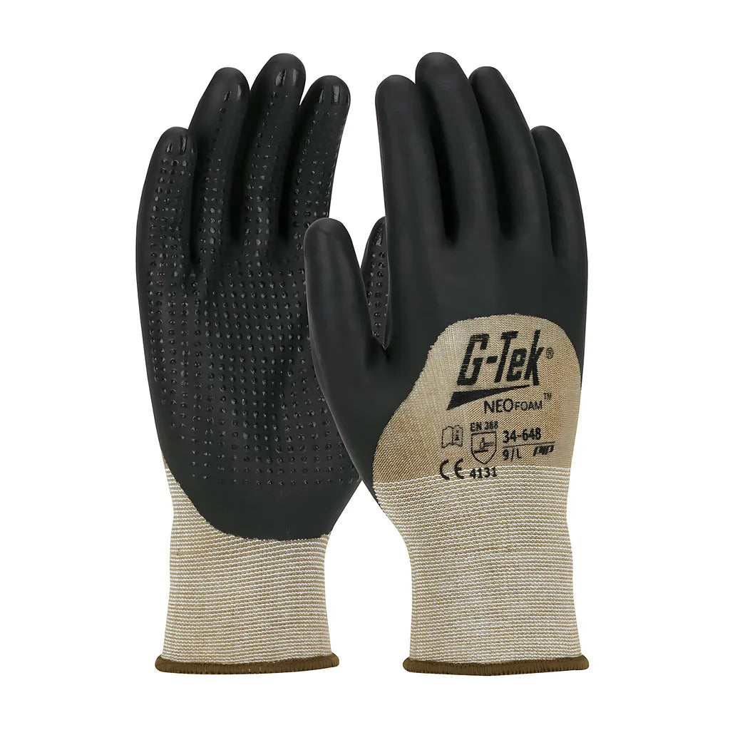 G-Tek 34-648/L Seamless Knit Nylon Glove With Neofoam Coated Palm, Fingers & Knuckles - Micro Dotted Grip 34-648L-17717