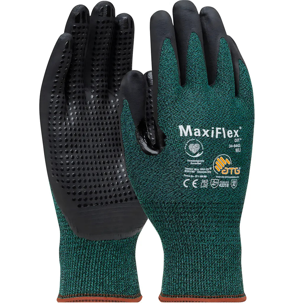 Atg 34-8443/M Seamless Knit Engineered Yarn Glove With Premium Nitrile Coated Microfoam Grip On Palm & Fingers - Micro Dot Palm - Touchscreen Compatible 34-8443M-17773