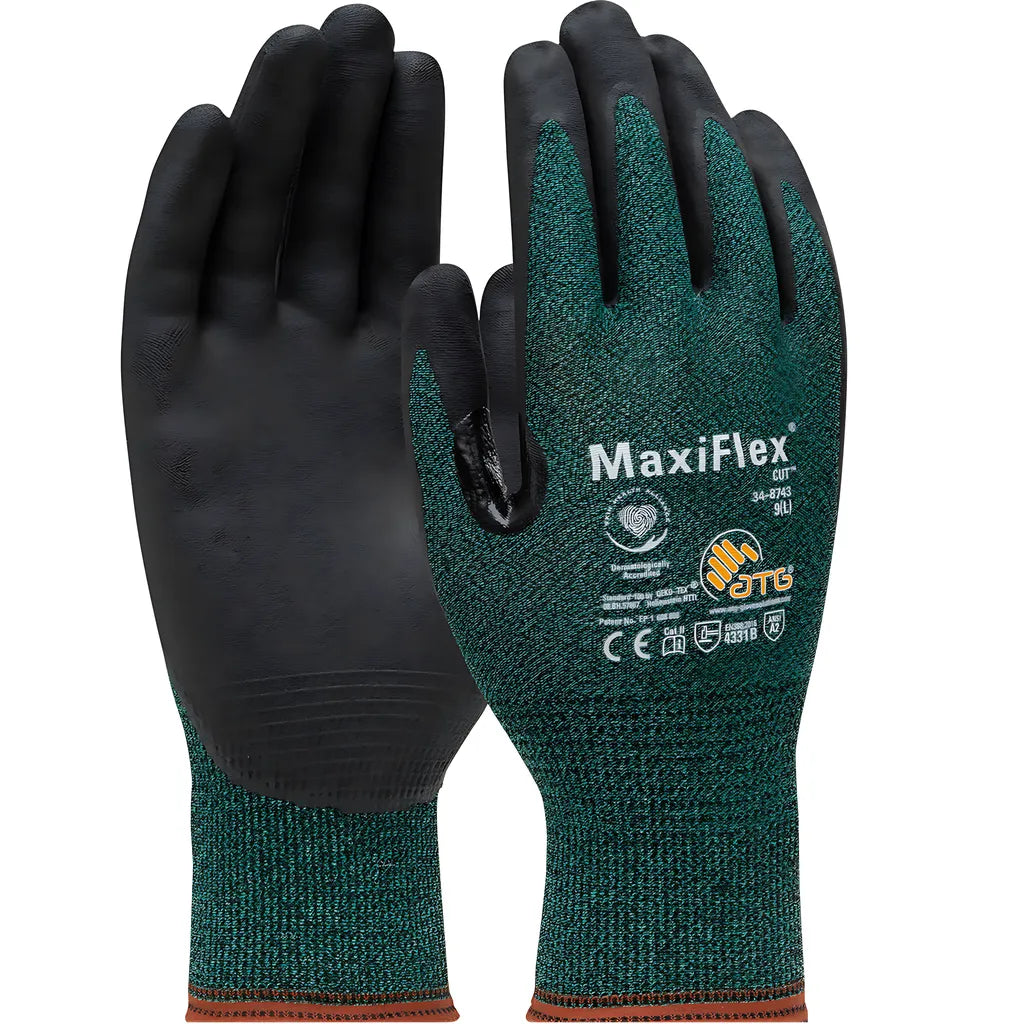 Atg 34-8743/Xl Seamless Knit Engineered Yarn Glove With Premium Nitrile Coated Microfoam Grip On Palm & Fingers - Touchscreen Compatible 34-8743XL-17838