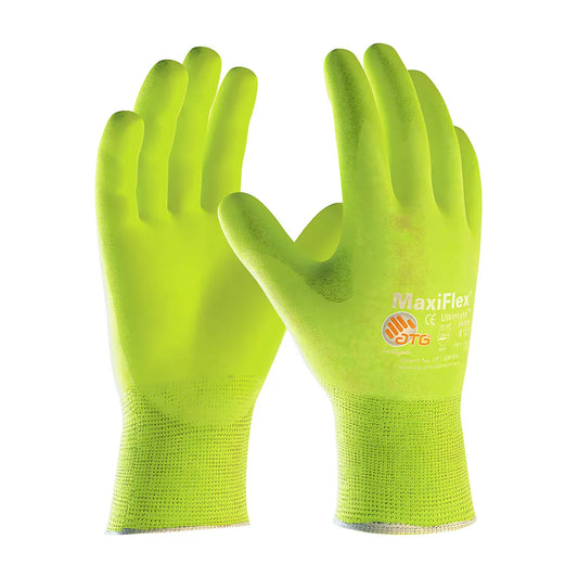 Atg 34-874Fy/L Hi-Vis Seamless Knit Nylon / Elastane Glove With Nitrile Coated Microfoam Grip On Palm & Fingers 34-874FYL-17876