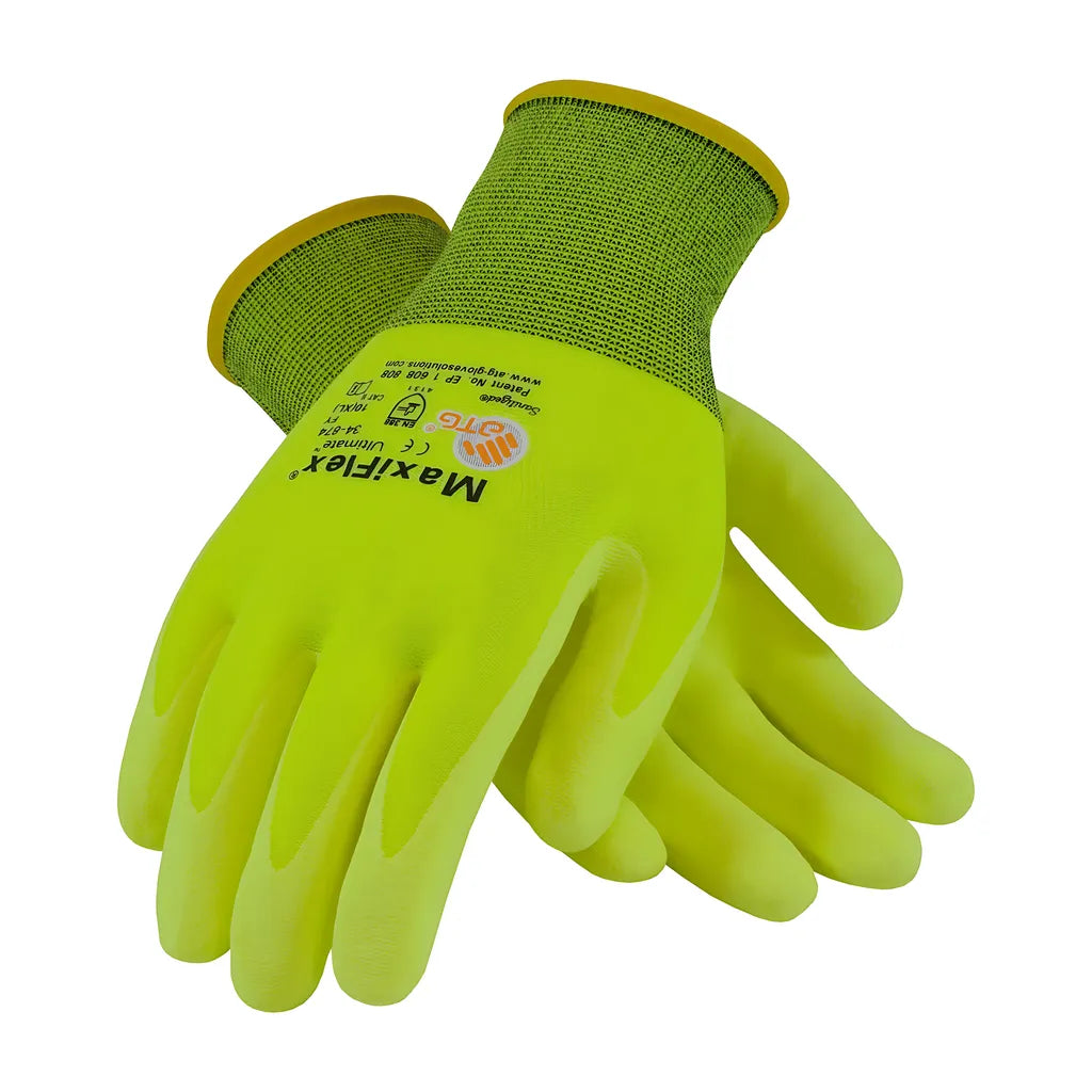 Atg 34-874Fy/S Hi-Vis Seamless Knit Nylon / Elastane Glove With Nitrile Coated Microfoam Grip On Palm & Fingers 34-874FYS-17873