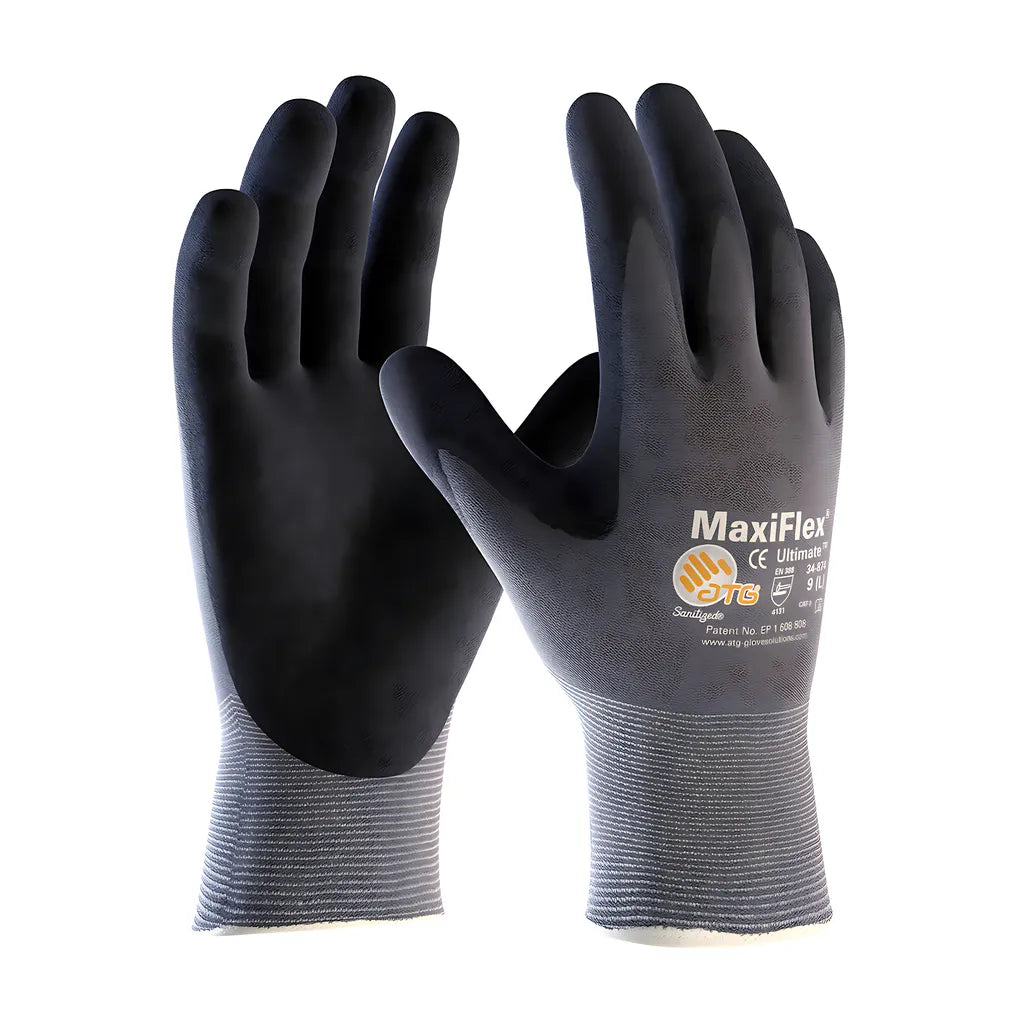 Atg 34-874T/L Seamless Knit Nylon / Elastane Glove With Nitrile Coated Microfoam Grip On Palm & Fingers - Tagged 34-874TL-17889