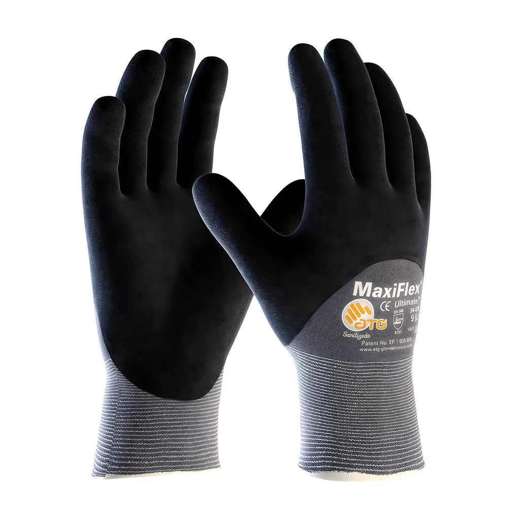 Atg 34-875/L Seamless Knit Nylon / Elastane Glove With Nitrile Coated Microfoam Grip On Palm, Fingers & Knuckles - Touchscreen Compatible 34-875L-17914