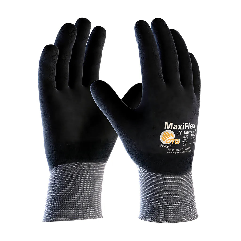 Atg 34-876/L Seamless Knit Nylon / Elastane Glove With Nitrile Coated Microfoam Grip On Full Hand -Touchscreen Compatible 34-876L-17936