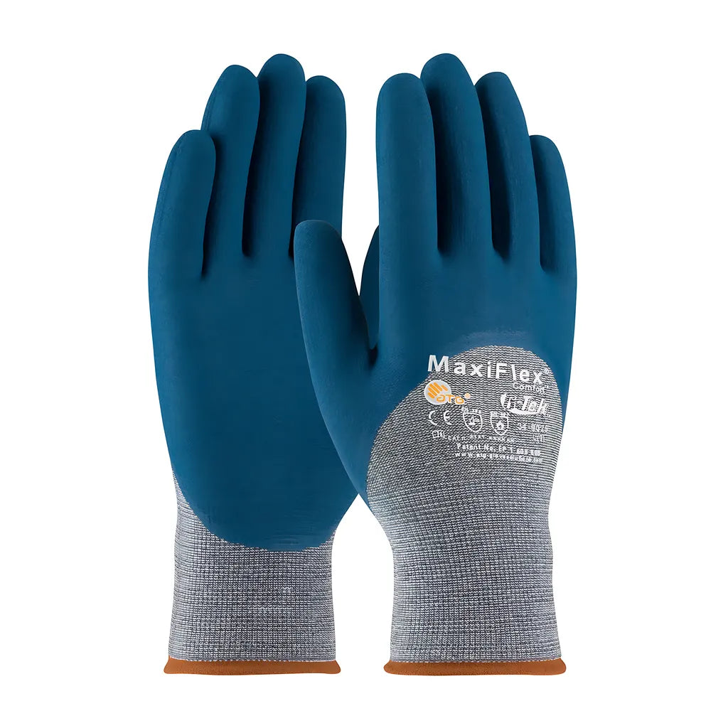 Atg 34-9025/L Seamless Knit Cotton / Nylon / Elastane Glove With Nitrile Coated Microfoam Grip On Palm, Fingers & Knuckles 34-9025L-17967