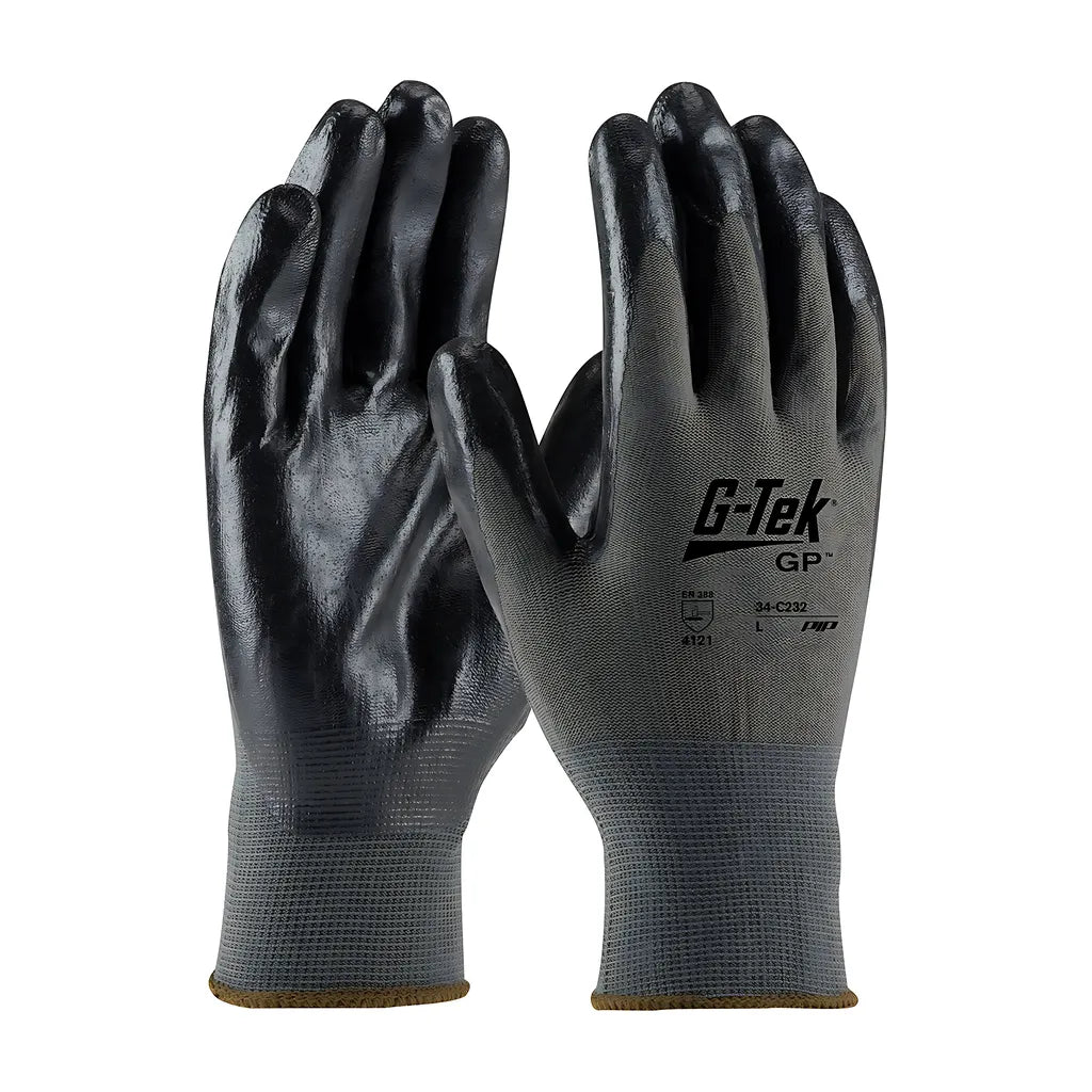 G-Tek 34-C232/L Seamless Knit Nylon Glove With Nitrile Coated Foam Grip On Palm & Fingers 34-C232L-17976