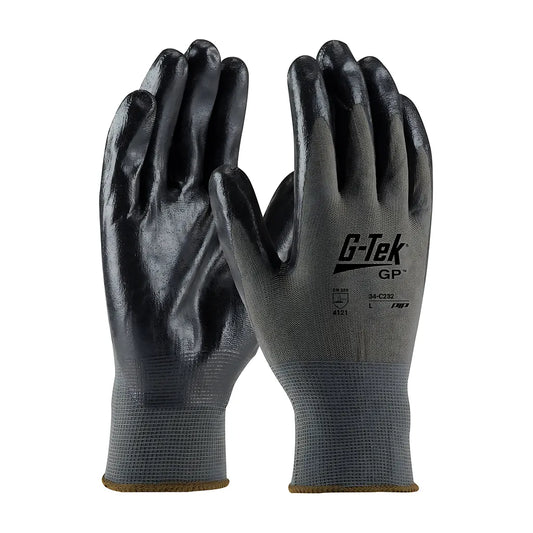 G-Tek 34-C232/M Seamless Knit Nylon Glove With Nitrile Coated Foam Grip On Palm & Fingers 34-C232M-17975