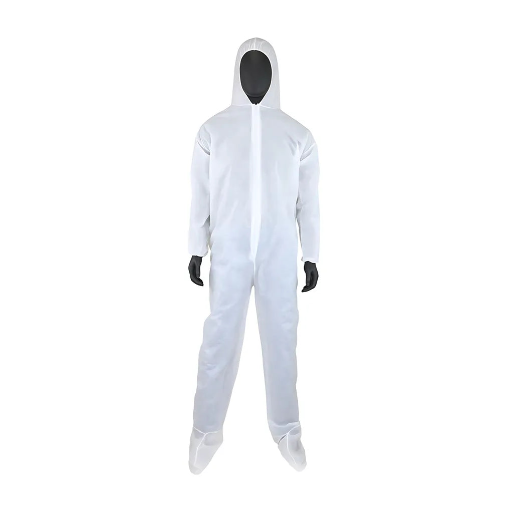 West Chester 3409/L Pe Laminate Coverall With Elastic Wrist & Ankle With Attached Hood & Boot, 47 Gsm 3409L-17327