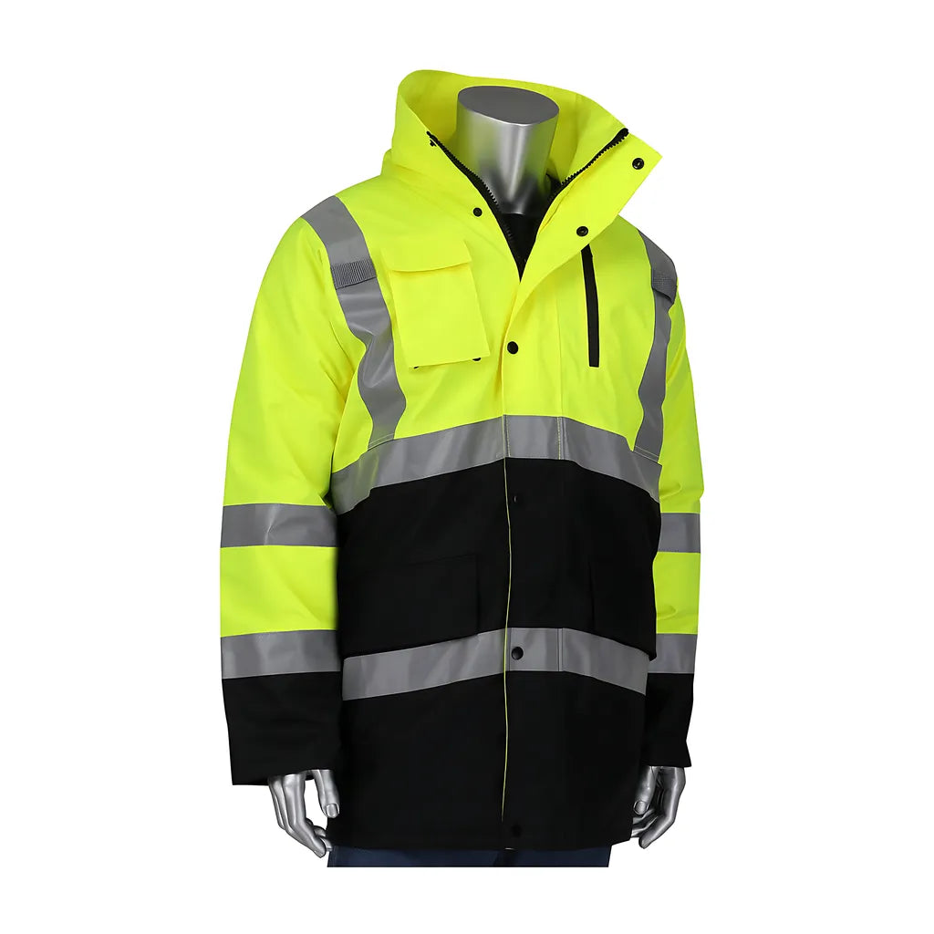 Pip 343-1750-Ly/2X Ansi Type R Class 3 Black Bottom Coat With Built-In Quilted Insulation 343-1750-LY2X-17419