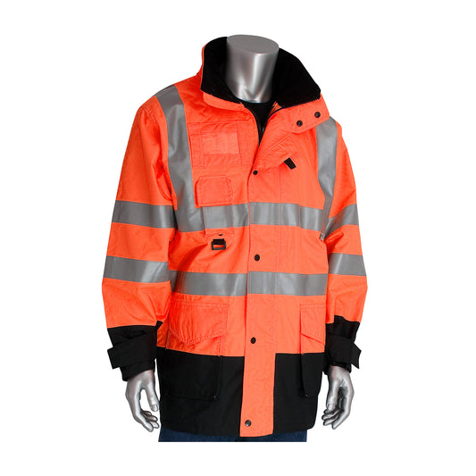 PIP 343-1756-OR/L ANSI Type R Class 3 7-in-1 All Conditions Coat with Inner Jacket and Vest Combination