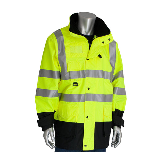 PIP 343-1756-YEL/XL ANSI Type R Class 3 7-in-1 All Conditions Coat with Inner Jacket and Vest Combination