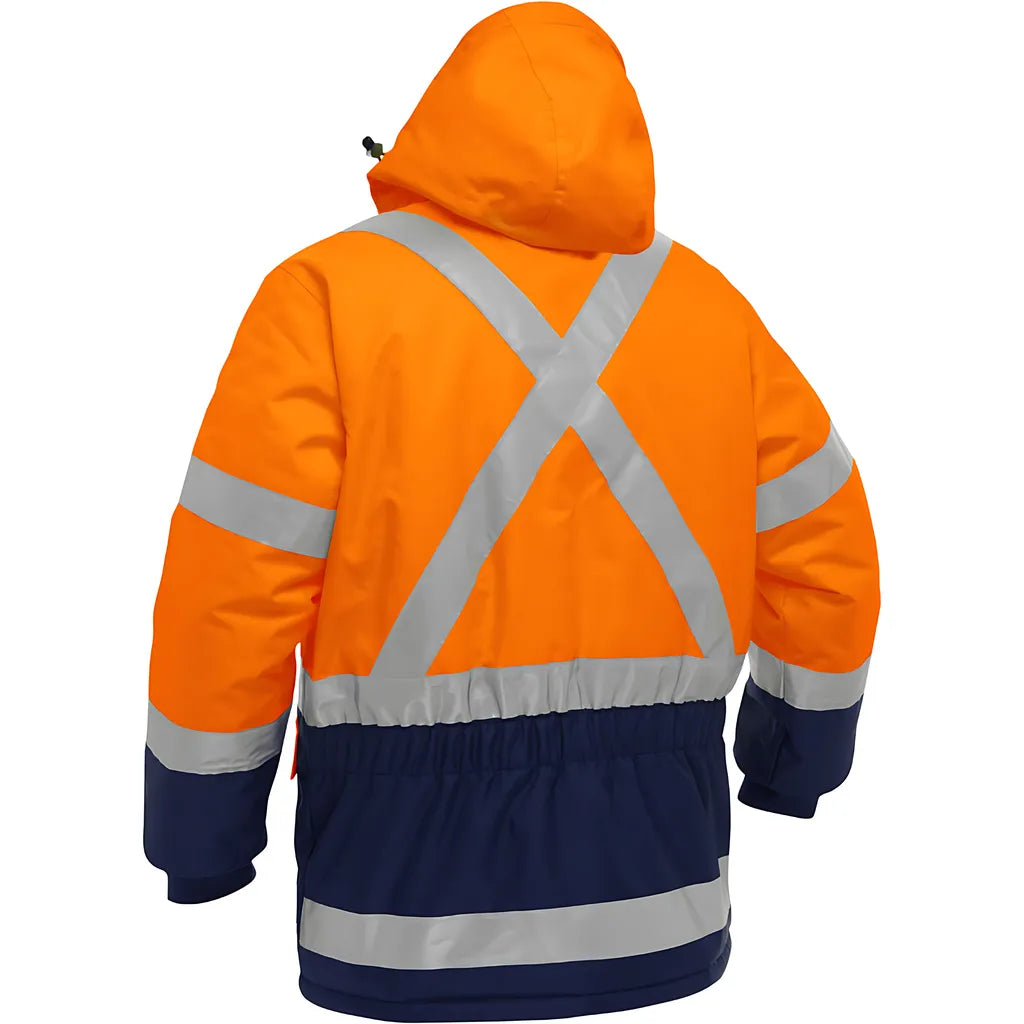 Bisley 343M6450X-Ornv/2X Ansi Type R Class 3 And Csa Z96 Class 2 X-Back Extreme Cold Jacket With Navy Bottom 343M6450X-ORNV2X-17509