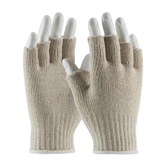 PIP 35-C119/S Medium Weight Seamless Knit Cotton/Polyester Glove - Natural with Half-Finger