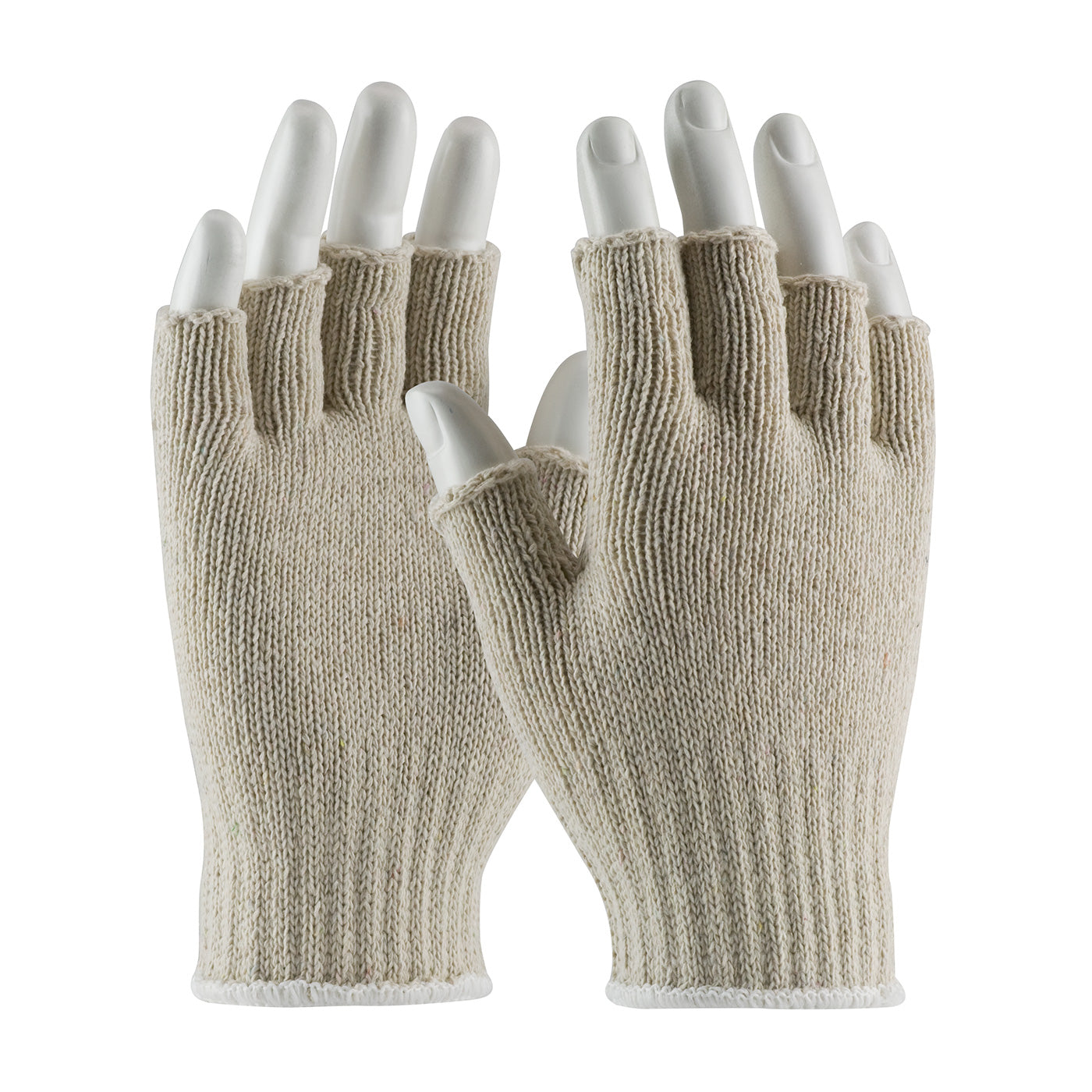 PIP 35-C119/S Medium Weight Seamless Knit Cotton/Polyester Glove - Natural with Half-Finger