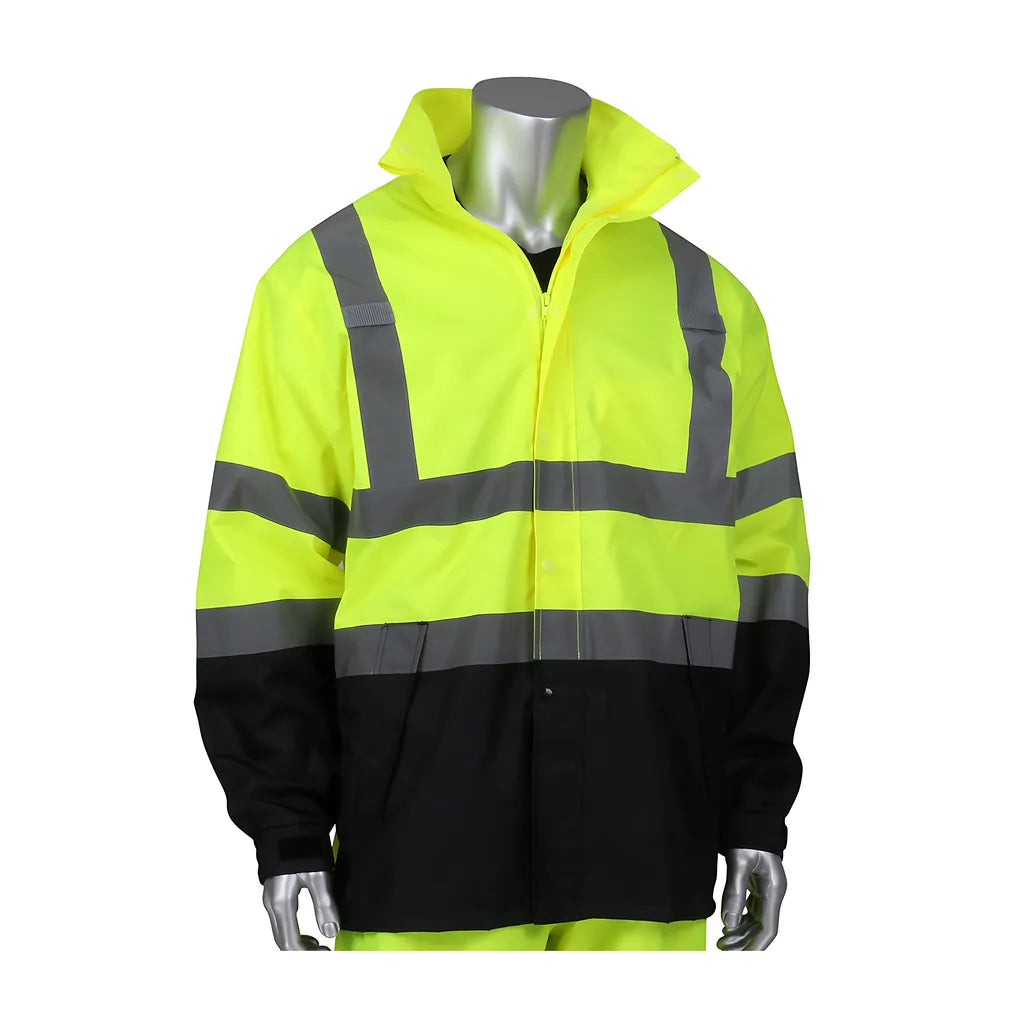 Falcon 353-1200Ly-2X/3X Ansi Type R Class 3 Value All Purpose Waterproof Jacket With Black Bottom 353-1200LY-2X3X-18147