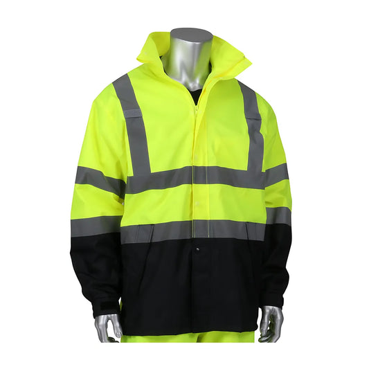 Falcon 353-1200Ly-4X/5X Ansi Type R Class 3 Value All Purpose Waterproof Jacket With Black Bottom 353-1200LY-4X5X-18146