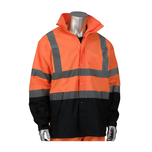 Falcon 353-1200Or-2X/3X Ansi Type R Class 3 Value All Purpose Waterproof Jacket With Black Bottom 353-1200OR-2X3X-18142