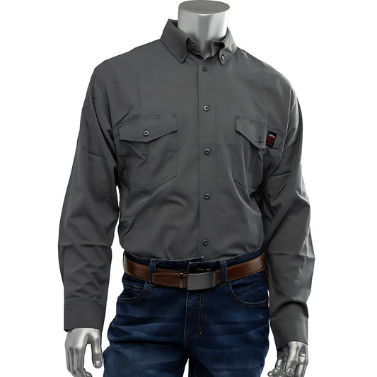 Pip 385-Frrs-Gr/L Ar/Fr Dual Certified Fr Ripstop Long Sleeve Workshirt - 9Cal/Cm2 385-FRRS-GRL-18937