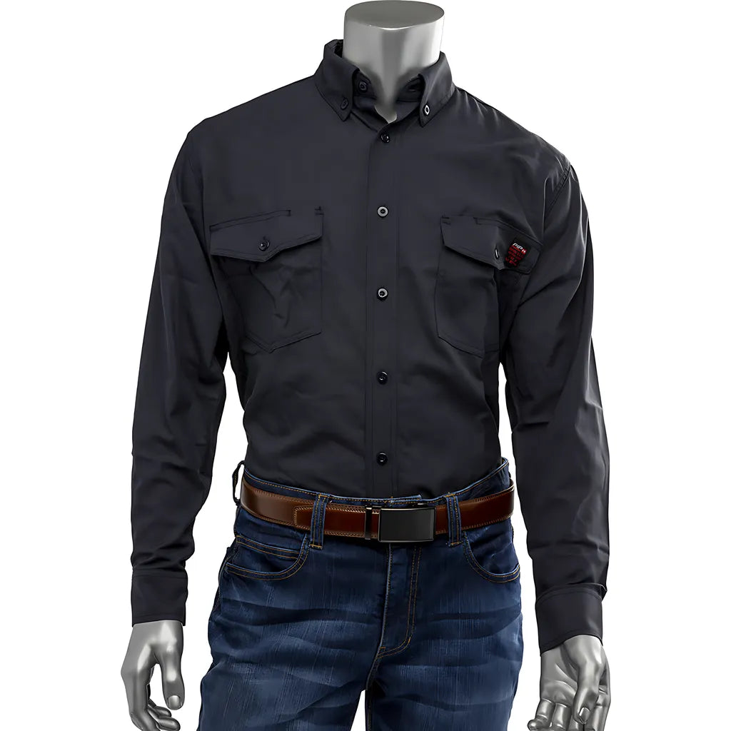 Pip 385-Frrs-Nv/2X Ar/Fr Dual Certified Fr Ripstop Long Sleeve Workshirt - 9Cal/Cm2 385-FRRS-NV2X-18947