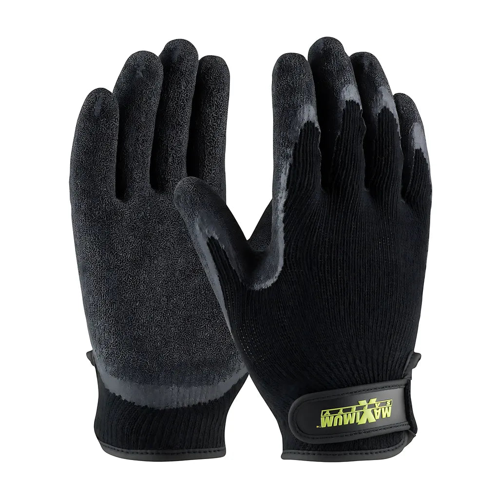 Maximum Safety 39-C1375/L Premium Weight Seamless Knit Cotton/Polyester Glove With Latex Coated Crinkle Grip On Palm & Fingers - Hook & Loop Closure 39-C1375L-19308