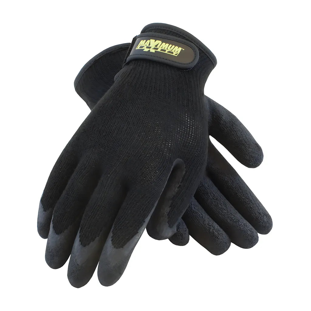 Maximum Safety 39-C1375/L Premium Weight Seamless Knit Cotton/Polyester Glove With Latex Coated Crinkle Grip On Palm & Fingers - Hook & Loop Closure 39-C1375L-19309