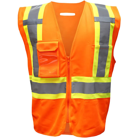 Boss 3Ppf9200L Ansi Type R Class 2 Two-Tone Polyester Vest With "D" Ring Access 3PPF9200L-19355