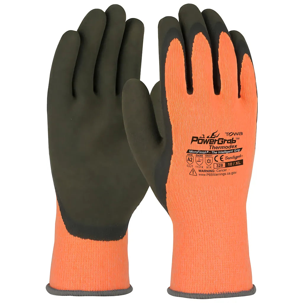 Towa 41-1328/L Hi-Vis Seamless Knit Glove With Latex Microfinish Grip On Palm & Fingers 41-1328L-19578