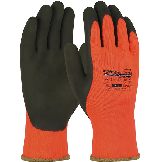 Towa 41-1400/L Hi-Vis Seamless Knit Acrylic Terry Glove With Latex Microfinish Grip On Palm & Fingers 41-1400L-19583