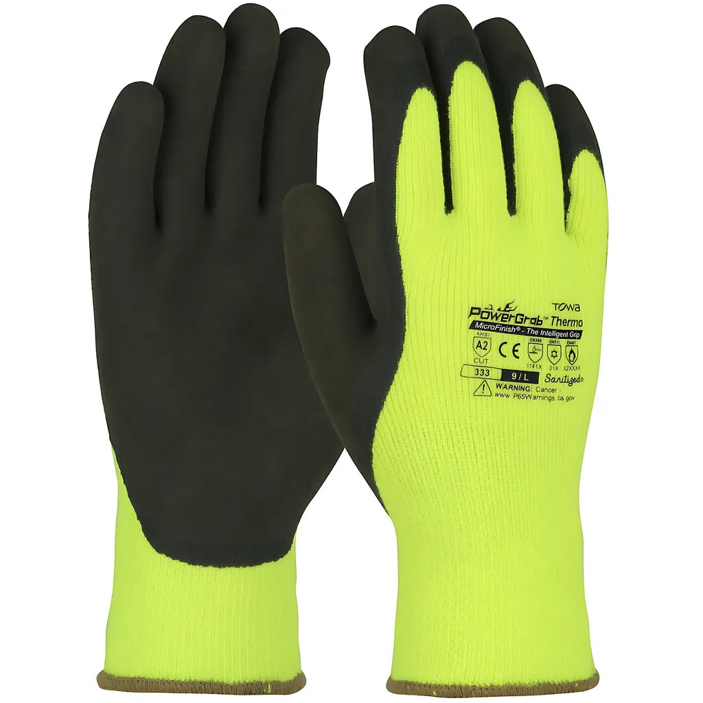 Towa 41-1405/L Hi-Vis Seamless Knit Acrylic Terry Glove With Latex Microfinish Grip On Palm & Fingers 41-1405L-19589