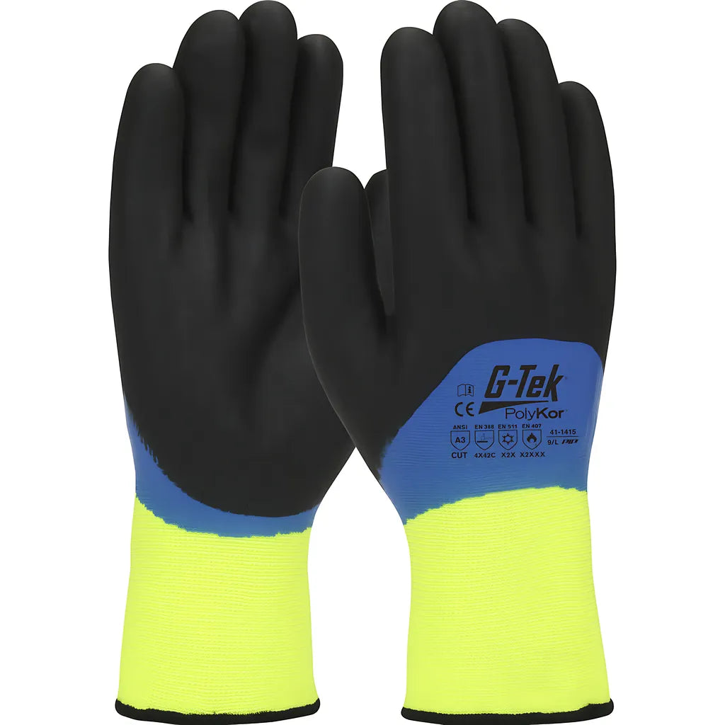 G-Tek 41-1415/L Seamless Knit Polykor Blend Glove With Acrylic Liner And Double-Dipped Nitrile Foam Grip On Full Hand - Touchscreen Compatible 41-1415L-19594