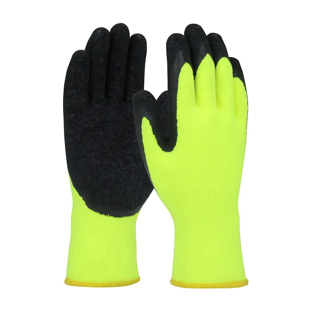 Pip 41-1425/L Economy Hi-Vis Seamless Knit Acrylic Glove With Latex Coated Crinkle Grip On Palm & Fingers 41-1425L-19607