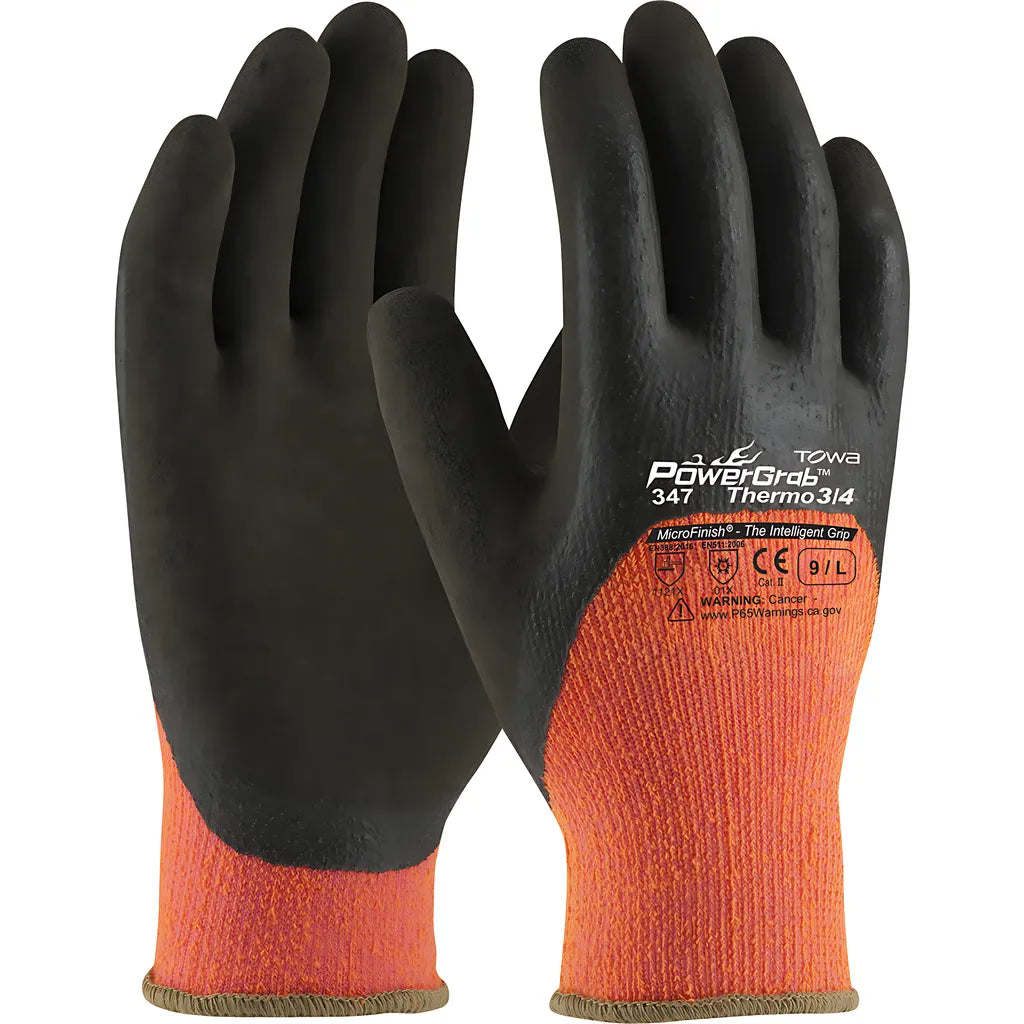 Towa 41-1475/L Hi-Vis Seamless Knit Acrylic Terry Glove With Latex Microfinish Grip On Palm, Fingers & Knuckles 41-1475L-19619