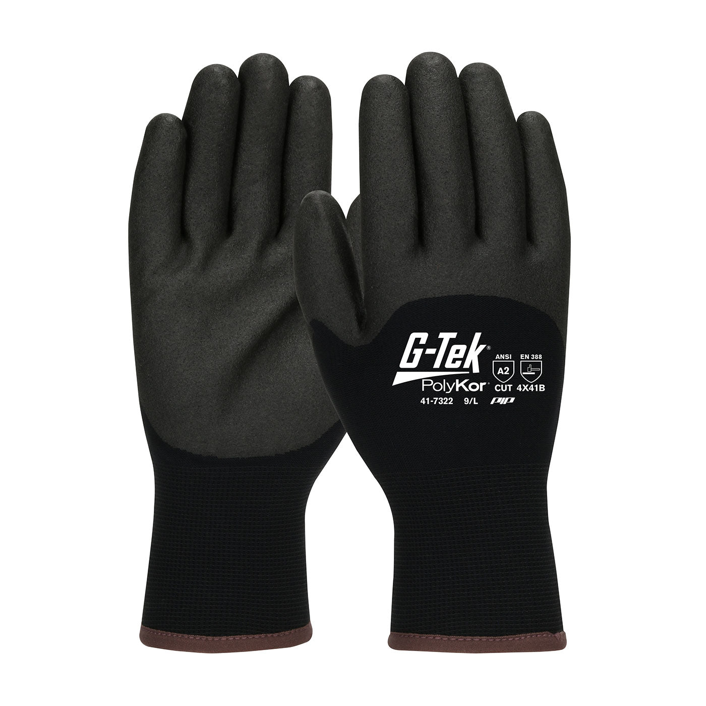 G-Tek 41-7322/XXL Seamless Knit PolyKor Blend Glove with Acrylic Lining and PVC Foam Grip on Palm, Fingers & Knuckles