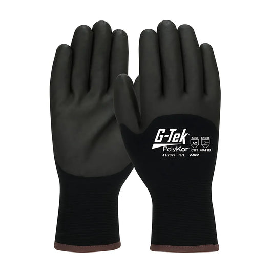 G-Tek 41-7322/L Seamless Knit Polykor Blend Glove With Acrylic Lining And Pvc Foam Grip On Palm, Fingers & Knuckles 41-7322L-19641